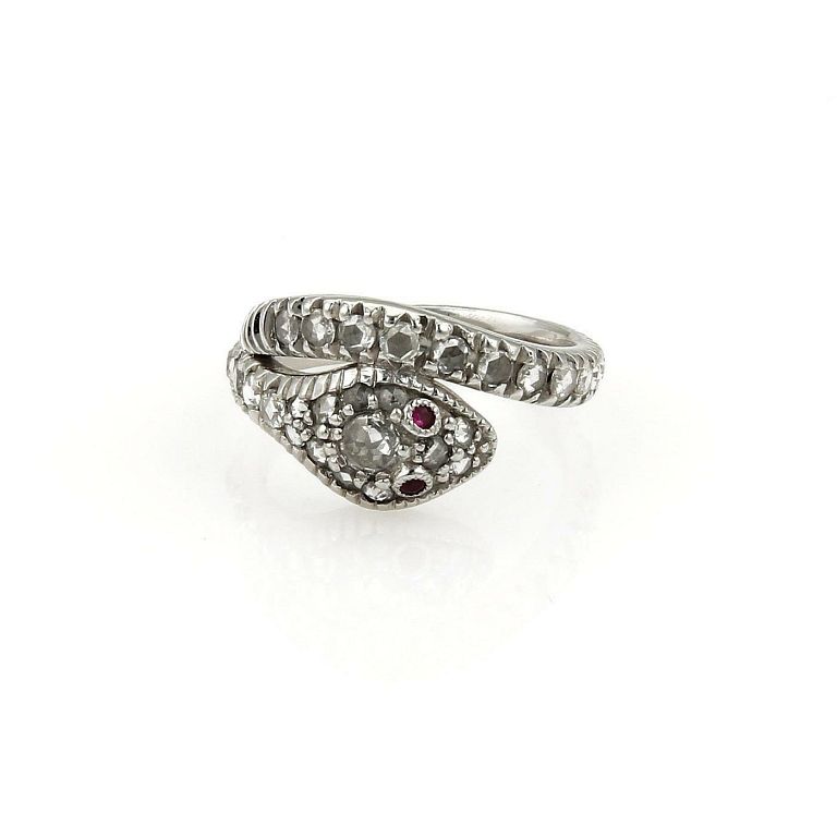 Appraisal: Estate ct Rose Cut Diamond Ruby Platinum Sna This gorgeous