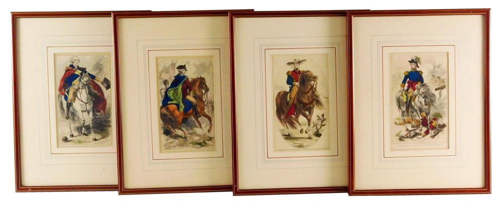 Appraisal: Four Equestrian Portraits of Generals details include th C hand-colored