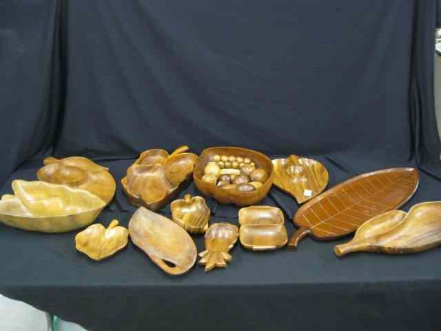 Appraisal: Large Lot of Wooden Bowls Serving Items different plus pieces