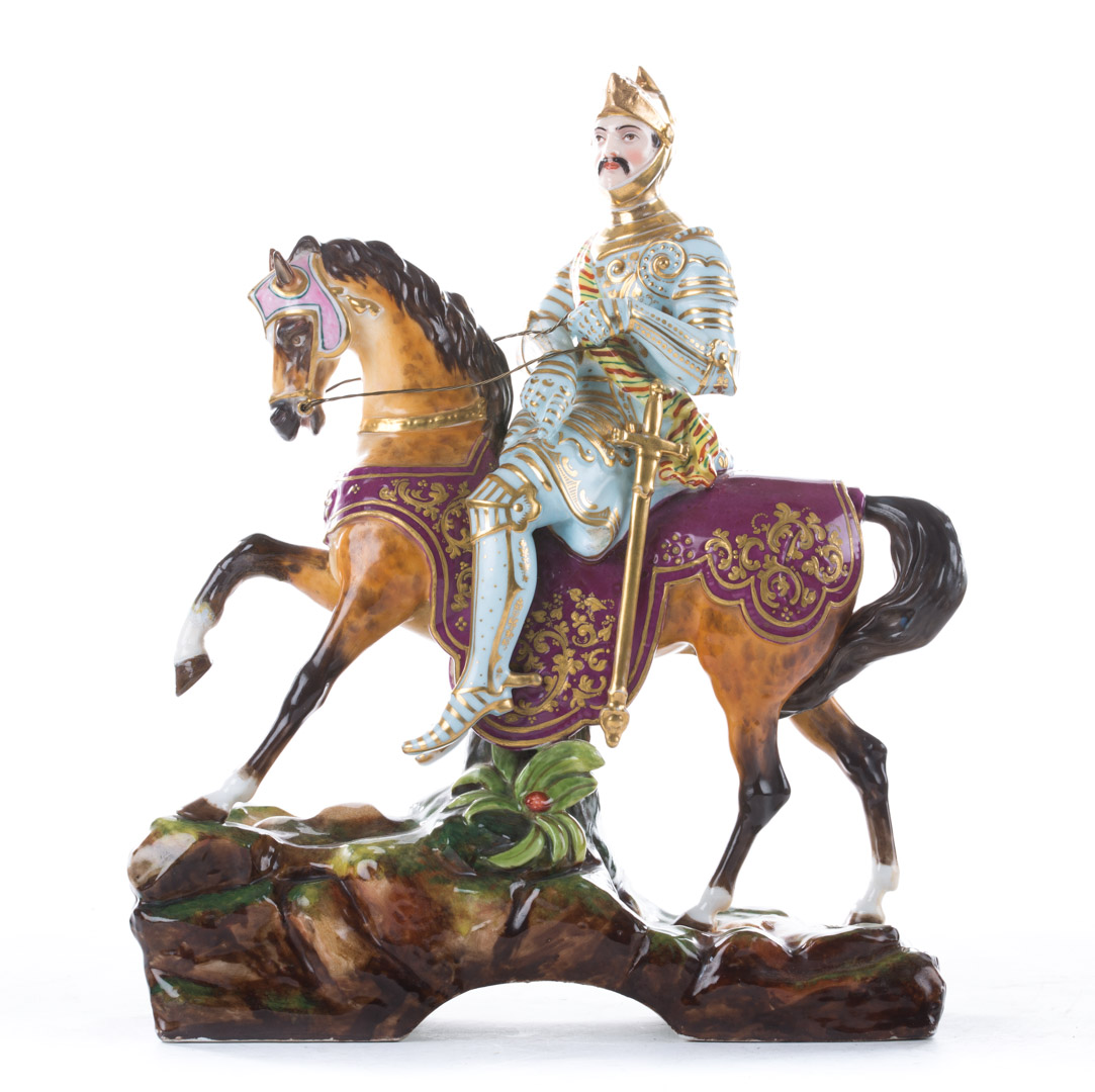 Appraisal: Paris porcelain figure of a mounted knight second half- th