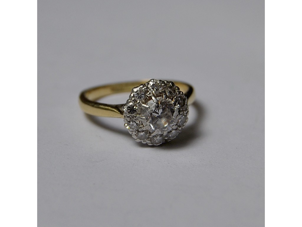 Appraisal: Diamond cluster ring having old cut diamond in centre and