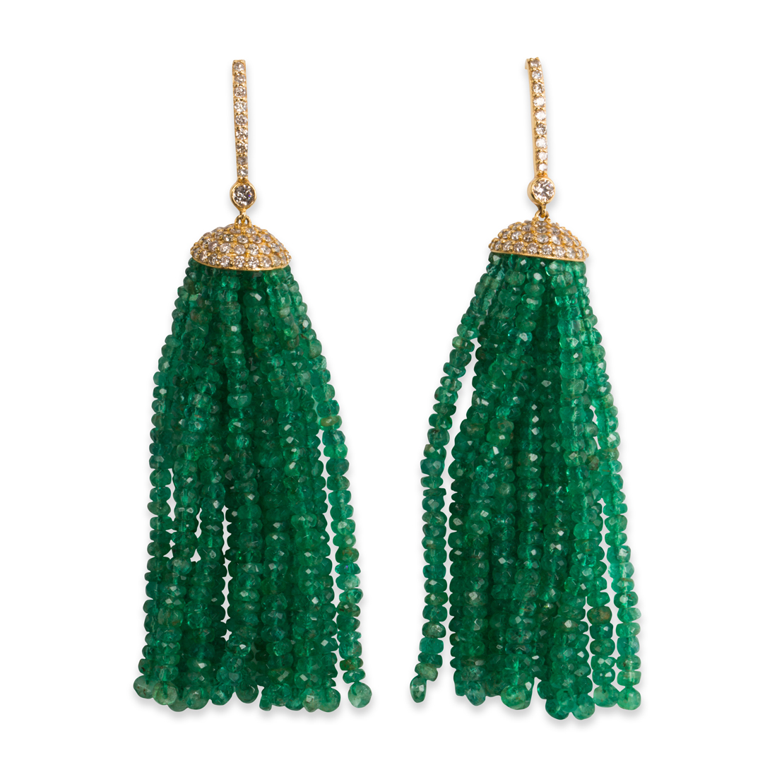 Appraisal: A PAIR OF EMERALD DIAMOND AND FOURTEEN KARAT GOLD EARRINGS