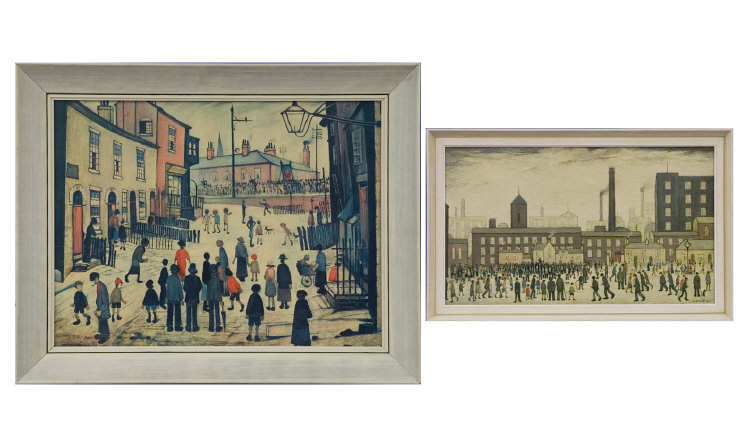 Appraisal: Framed Lowry Prints Outside The Mill And The Procession