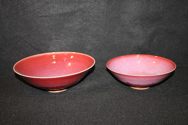 Appraisal: TWO SANG DE BOEUF STUDIO POTTERY BOWLS in the manner