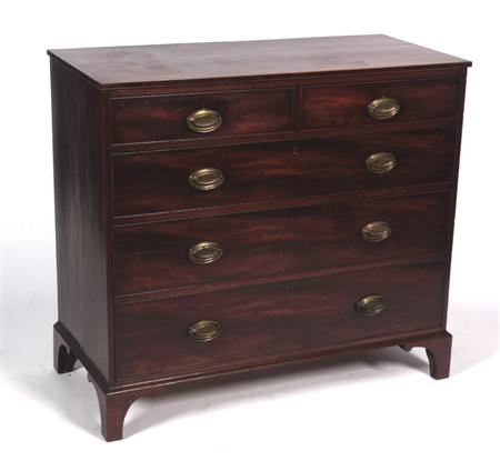 Appraisal: A late George III mahogany chest the boxwood strung and