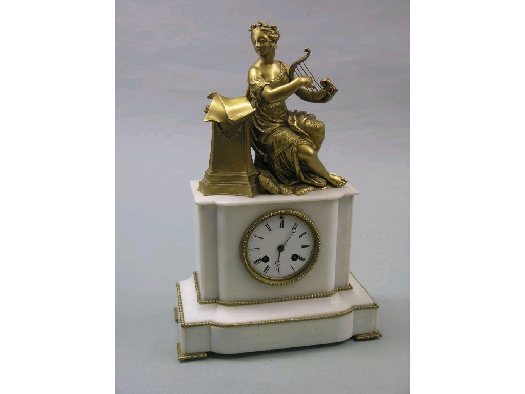 Appraisal: A th century French gilt spelter and marble mantel clock