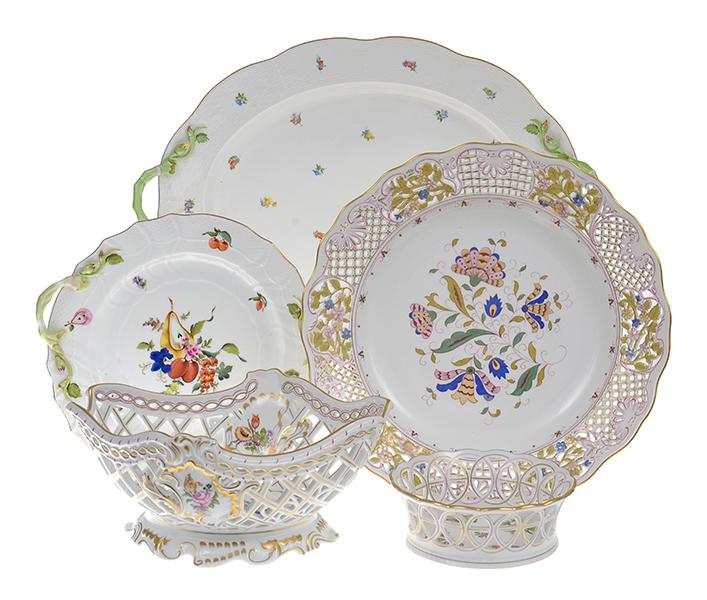 Appraisal: FOUR PIECES OF HEREND PORCELAIN comprising two meat platters and