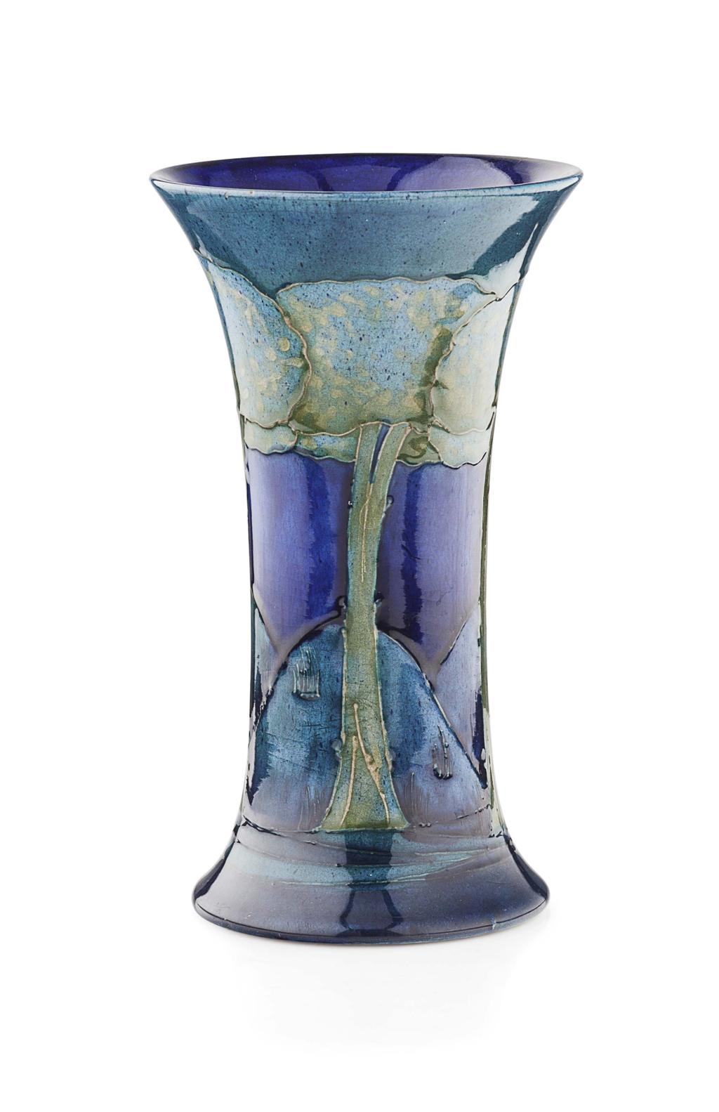 Appraisal: MOORCROFT POTTERY 'MOONLIT BLUE' PATTERN VASE CIRCA of flared cylindrical