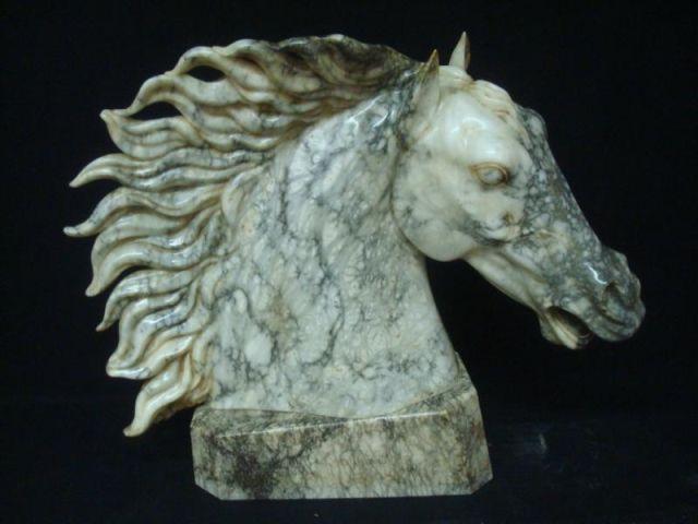 Appraisal: Marble Sculpture of a Horse Head on Base Very large