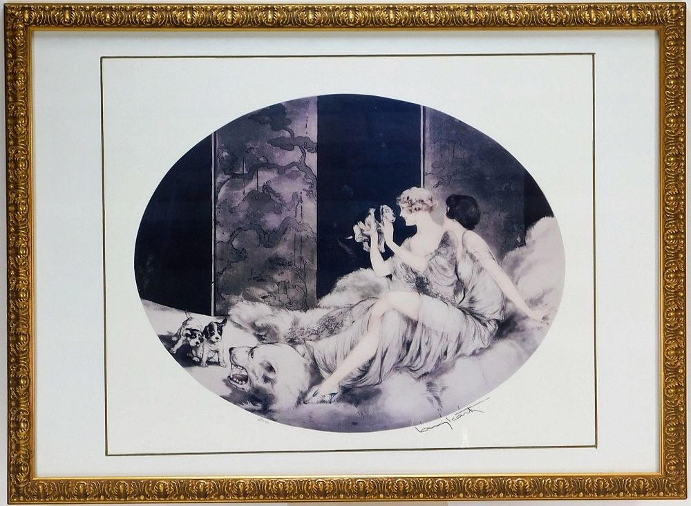 Appraisal: Louis Icart Art Deco Petits Chiens Lithograph New York France