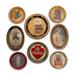 Appraisal: A Collection of Eight Tin Lithographed Advertising Tip Trays includes