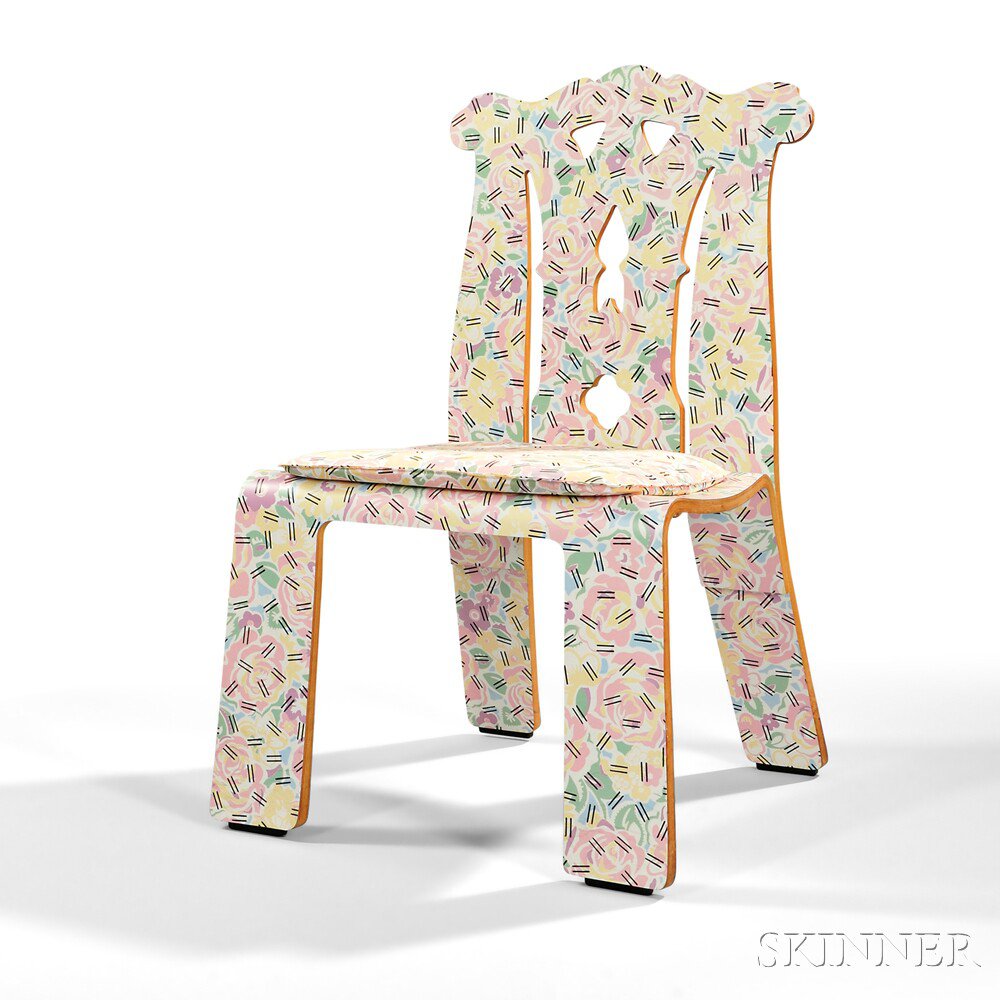 Appraisal: Robert Venturi Grandmother's Tablecloth Chippendale Chair Laminated plywood fabric United