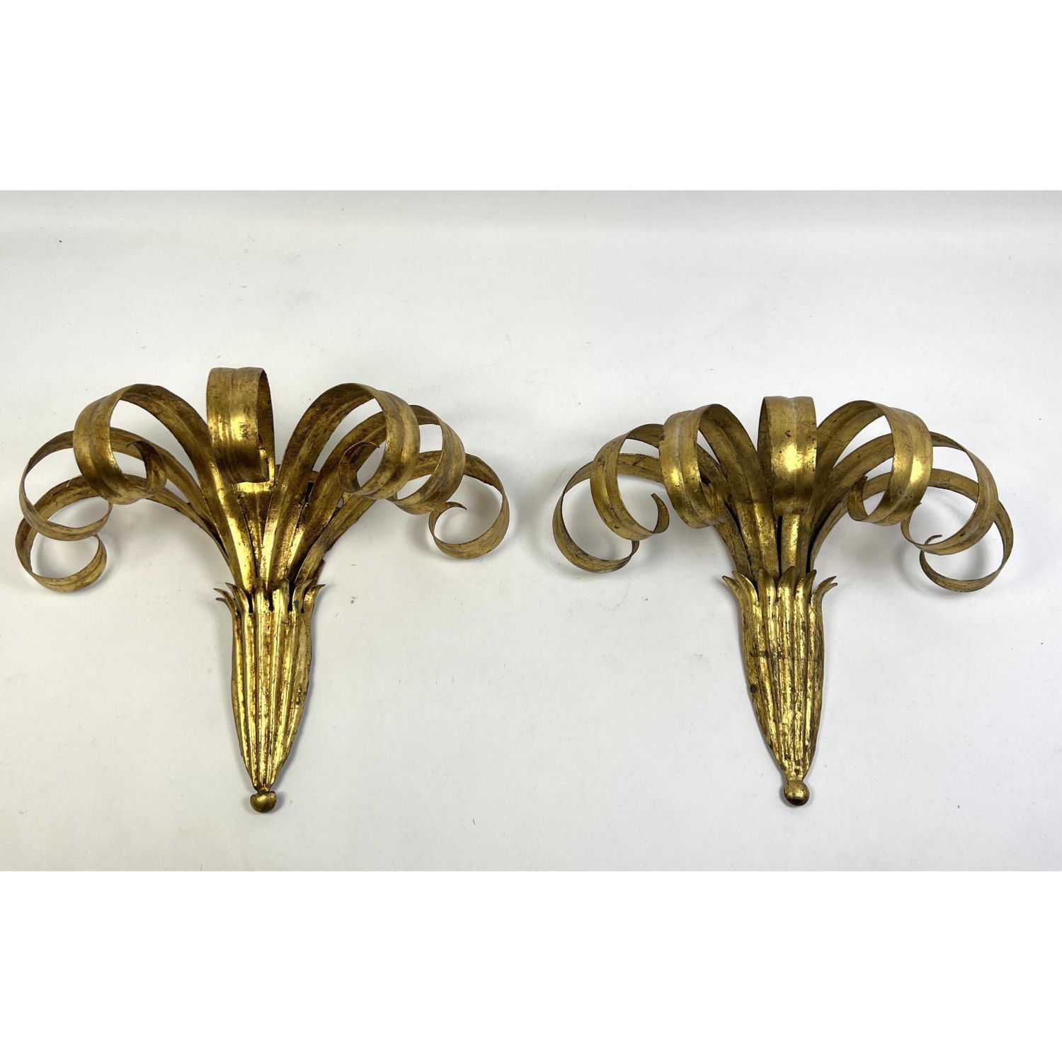 Appraisal: Pair Gilt Metal Wall Brackets Dimensions H inches W inches