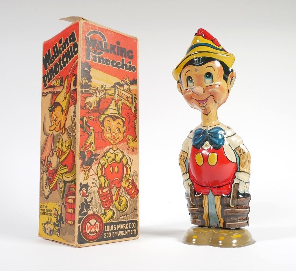 Appraisal: PINOCCHIO MARX WINDUP TIN LITHO TOYThis tin Pinocchio does walk