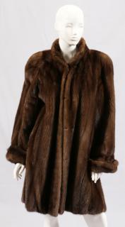 Appraisal: DARK BROWN MINK AND LEATHER COAT SIZE DARK BROWN MINK