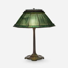 Appraisal: Tiffany Studios LINENFOLD TABLE LAMP USA c leaded frosted glass