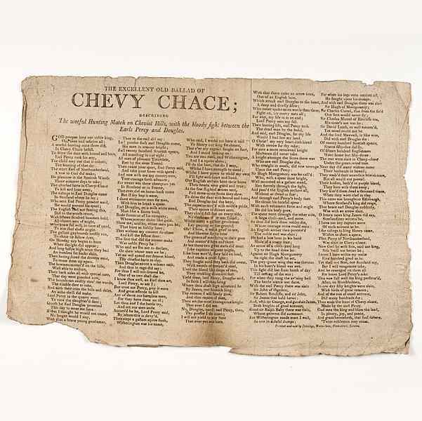 Appraisal: The Excellent Old Ballad of Chevy Chace Broadside Describing the