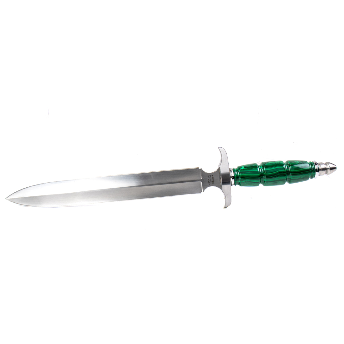 Appraisal: BARNETT BLADES WEST VA DAGGER WITH FAUX MALACHITE METAL HANDLE