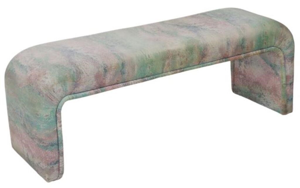 Appraisal: Vintage upholstered waterfall bench in the manner of Karl Springer