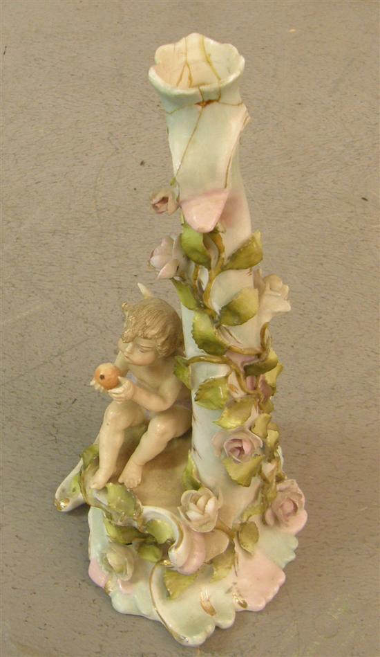 Appraisal: Early th century Dresden porcelain candelabra base h in