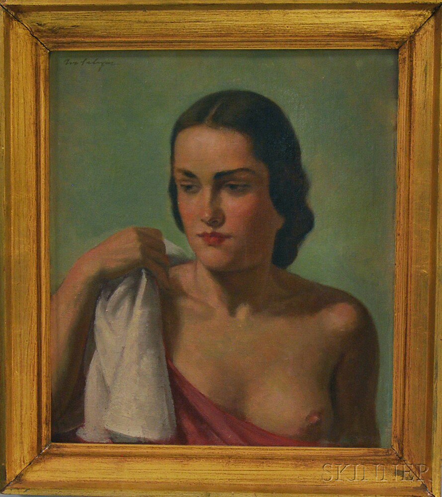 Appraisal: Ivo Saliger Austrian - Portrait of a Draped Nude Signed