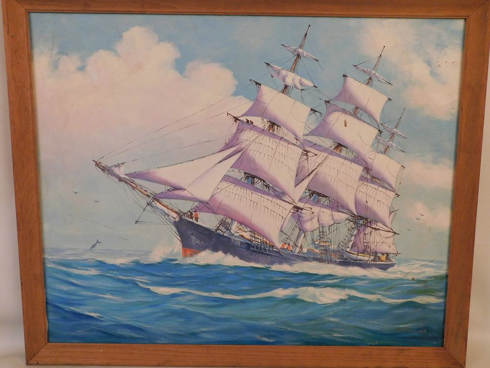 Appraisal: SILVA FERNANDES SHIP PAINTING Medium sized oil on canvas of