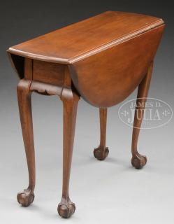 Appraisal: RARE DIMINUTIVE CHIPPENDALE CHERRYWOOD DROP-LEAF TEA TABLE Circa - New