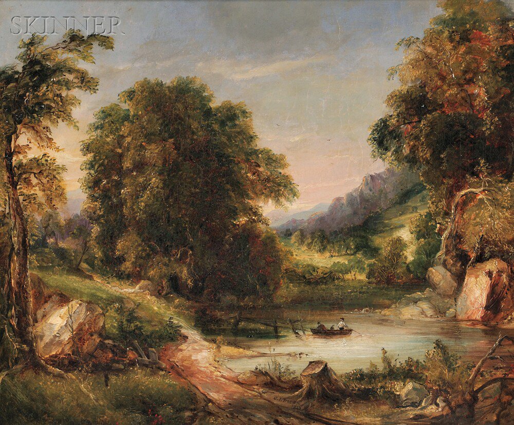 Appraisal: George Loring Brown American - Landscape with Fishermen on a