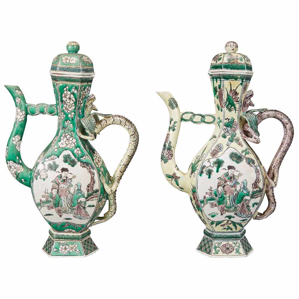 Appraisal: Two Chinese Famille Verte Glazed Porcelain Teapots th Century Each