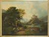 Appraisal: OOC - Victorian Swiss landscape with figures and cows at