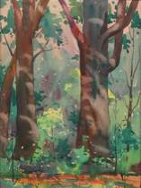 Appraisal: Bill Barrko American ca Woodland Interior Watercolor on paper by