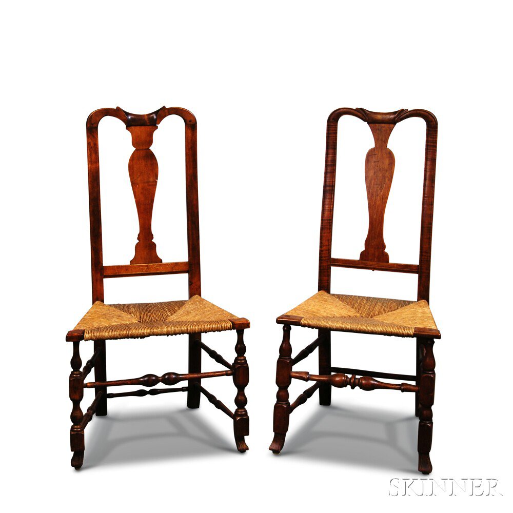 Appraisal: Two Queen Anne Maple Side Chairs New England th century