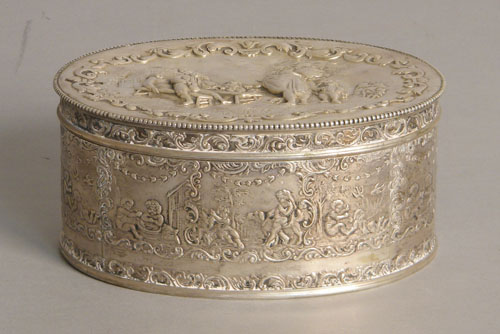 Appraisal: Continental silver dresser box th c h w ozt