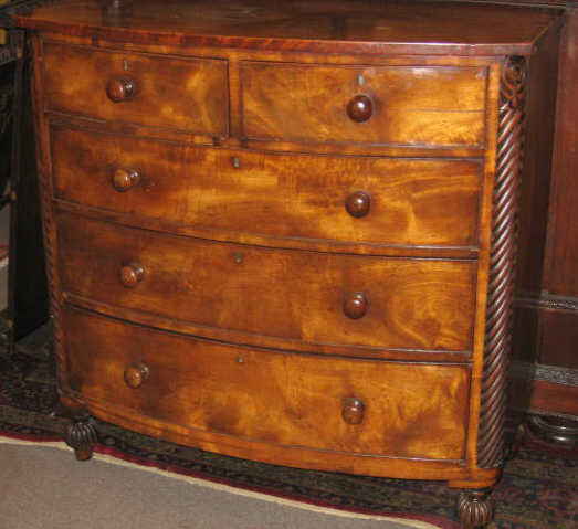 Appraisal: SCOTTISH TH CENTURY MAHOGANY BOW FRONT CHEST Plain top over