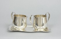 Appraisal: Sterling Silver Cream Sugar with Tray Matching set hallmarked unidentified