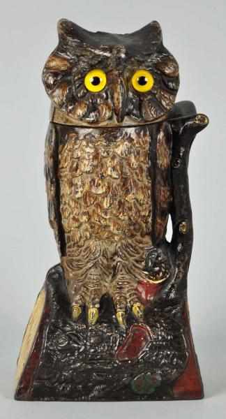 Appraisal: Cast Iron Owl Turns Head Mechanical Bank Description Brown owl