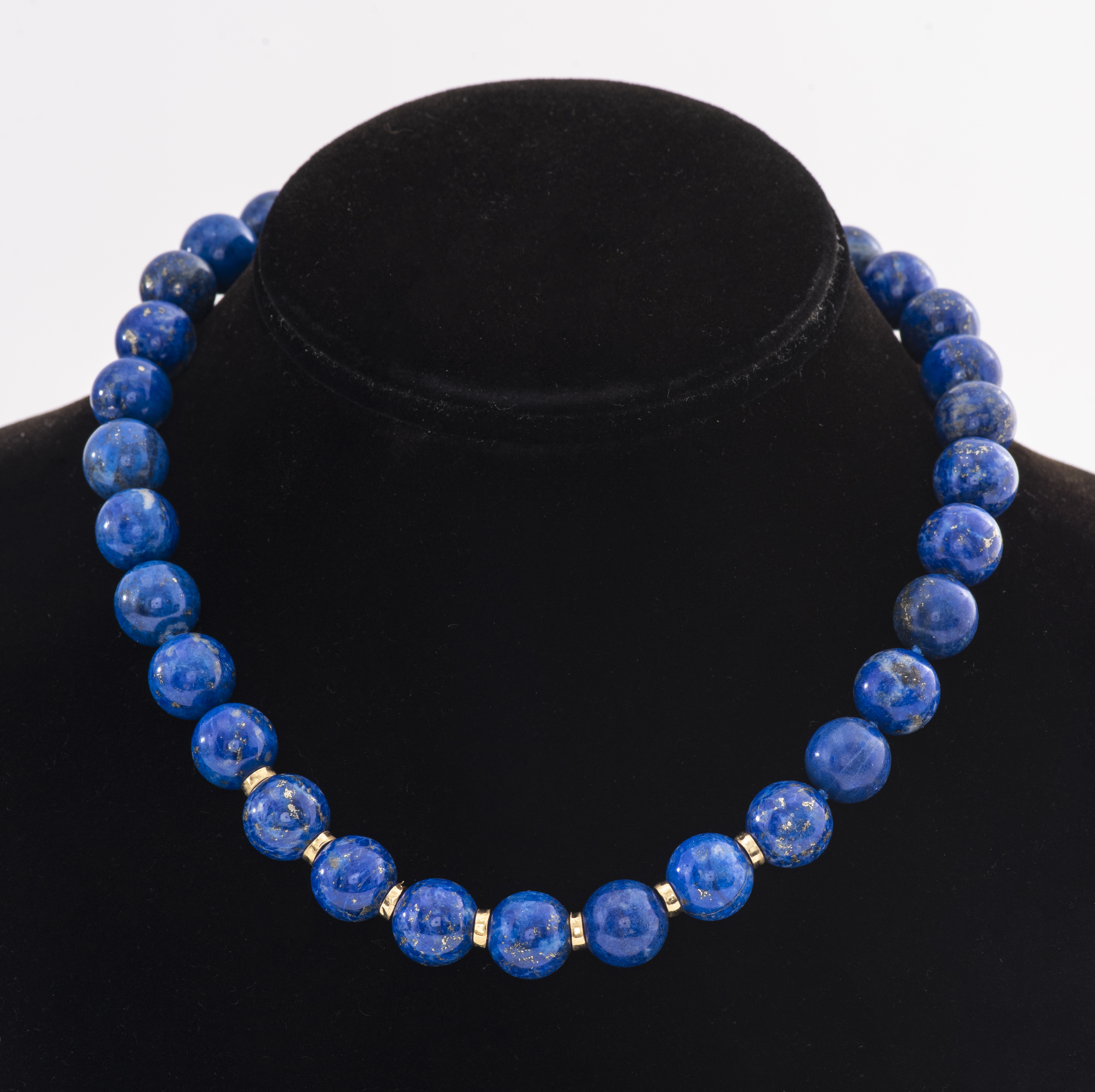 Appraisal: ESTATE LAPIS LAZULI BEADED NECKLACE K GF CLASP Estate hand