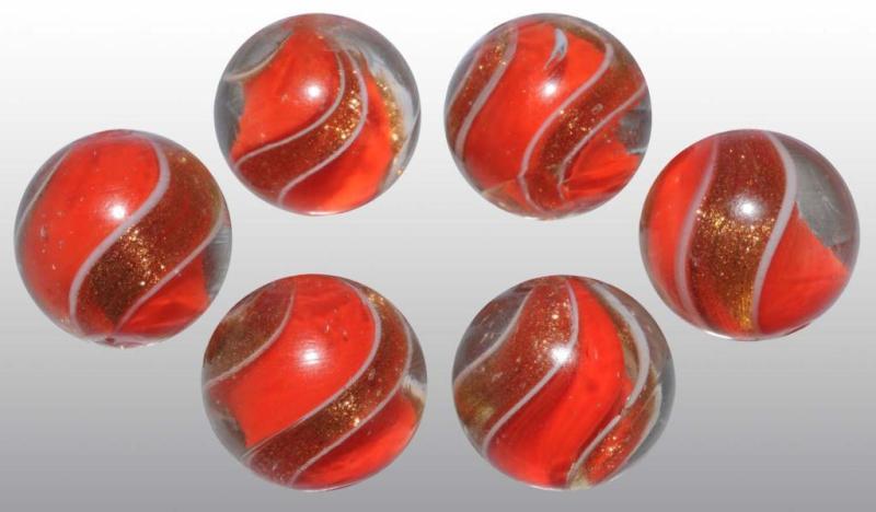 Appraisal: Lot of Orange Ribbon Lutz Marbles Description All are in