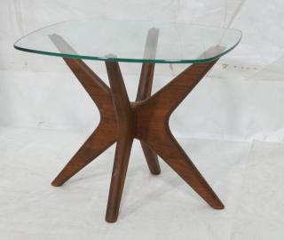 Appraisal: ADRIAN PEARSALL Walnut Glass Top Side Table Glas ADRIAN PEARSALL