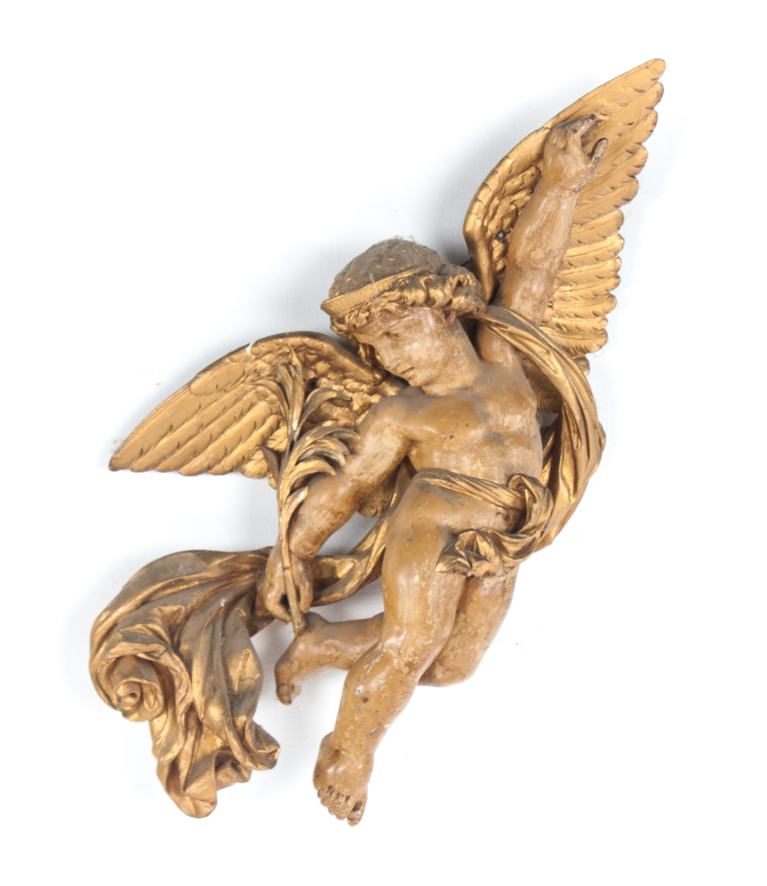 Appraisal: Continental carved and polychrome wood angel late th early th