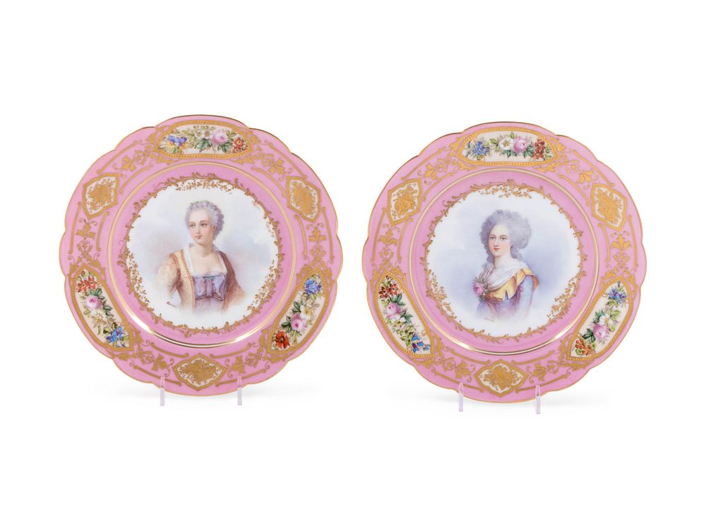 Appraisal: A Pair of Sevres Painted and Parcel Gilt Pink-Ground Porcelain