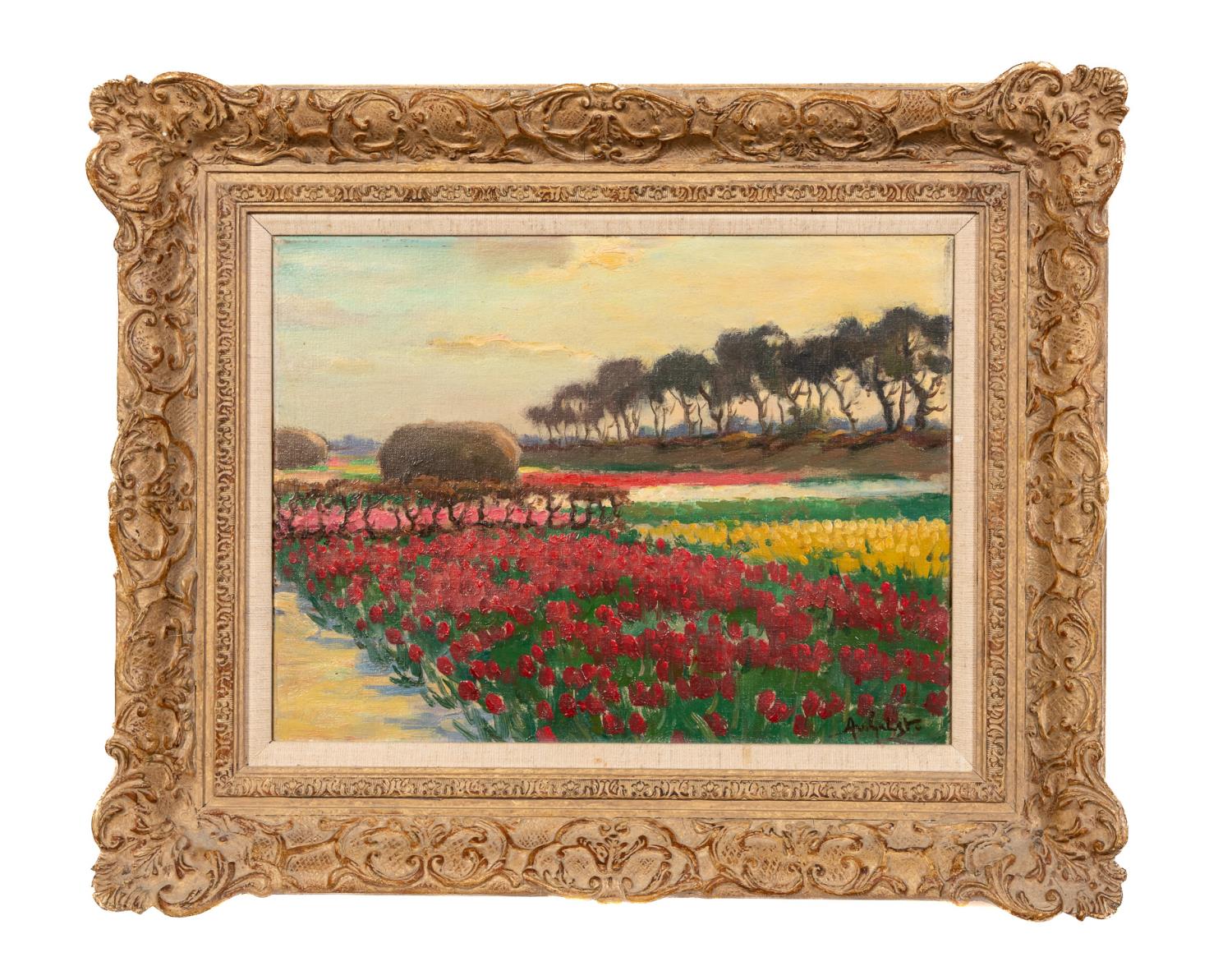 Appraisal: AMERICAN SCHOOL TULIPS IN A FIELD O C American School