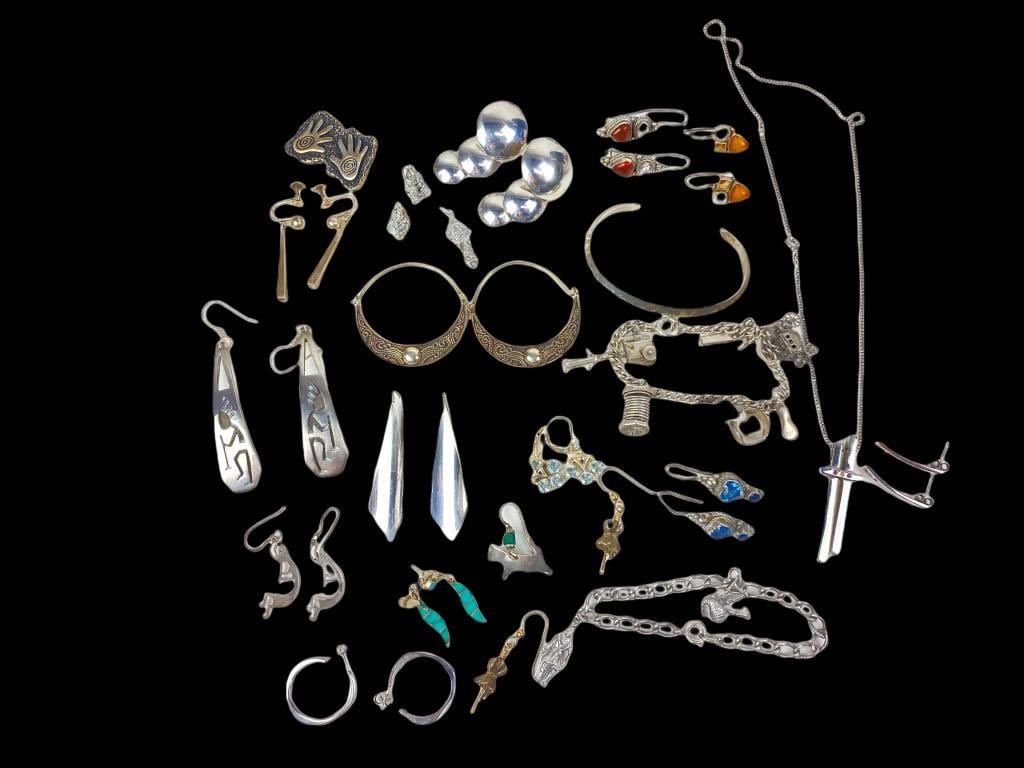 Appraisal: Lot of Sterling Silver JewelryMarked Sterling jewelry weight ozt Please