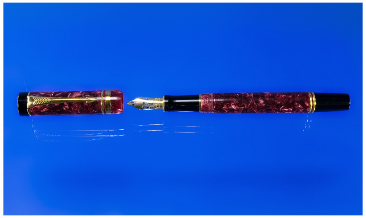 Appraisal: Parker International fountain pen in burgundy marble with medium stub