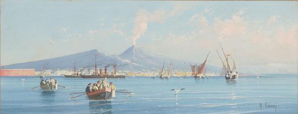 Appraisal: Y Gianni Italian circa Vesuvius Mare a view of the