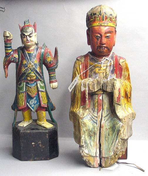 Appraisal: Two Southeast Asian painted wood figures of Daoist folk deities