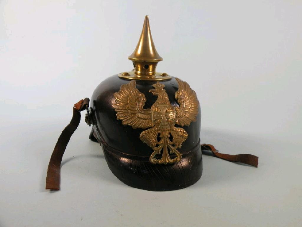 Appraisal: An early thC Prussian Pickelhaube infantry mans helmet in brown