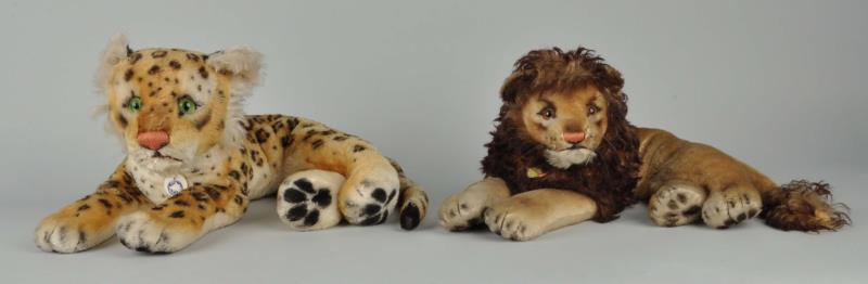 Appraisal: Lot of Steiff Lion Leopard Stuffed Animals Minor wear The