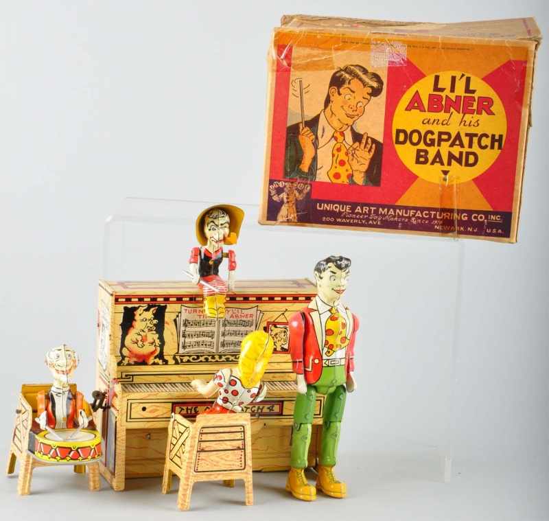 Appraisal: Tin Unique Art Lil' Abner Dog Patch Band Toy Description