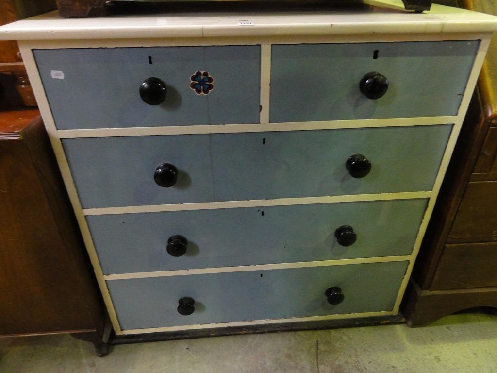 Appraisal: A Victorian painted pine chest fitted with three long and